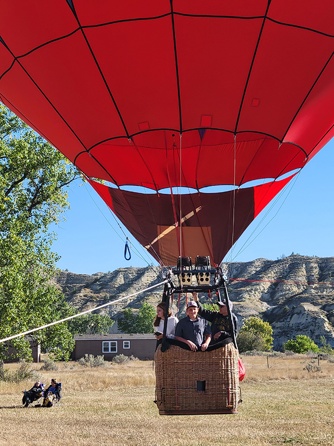 My kids get a tethered balloon ride in Medora at the yearly festival.