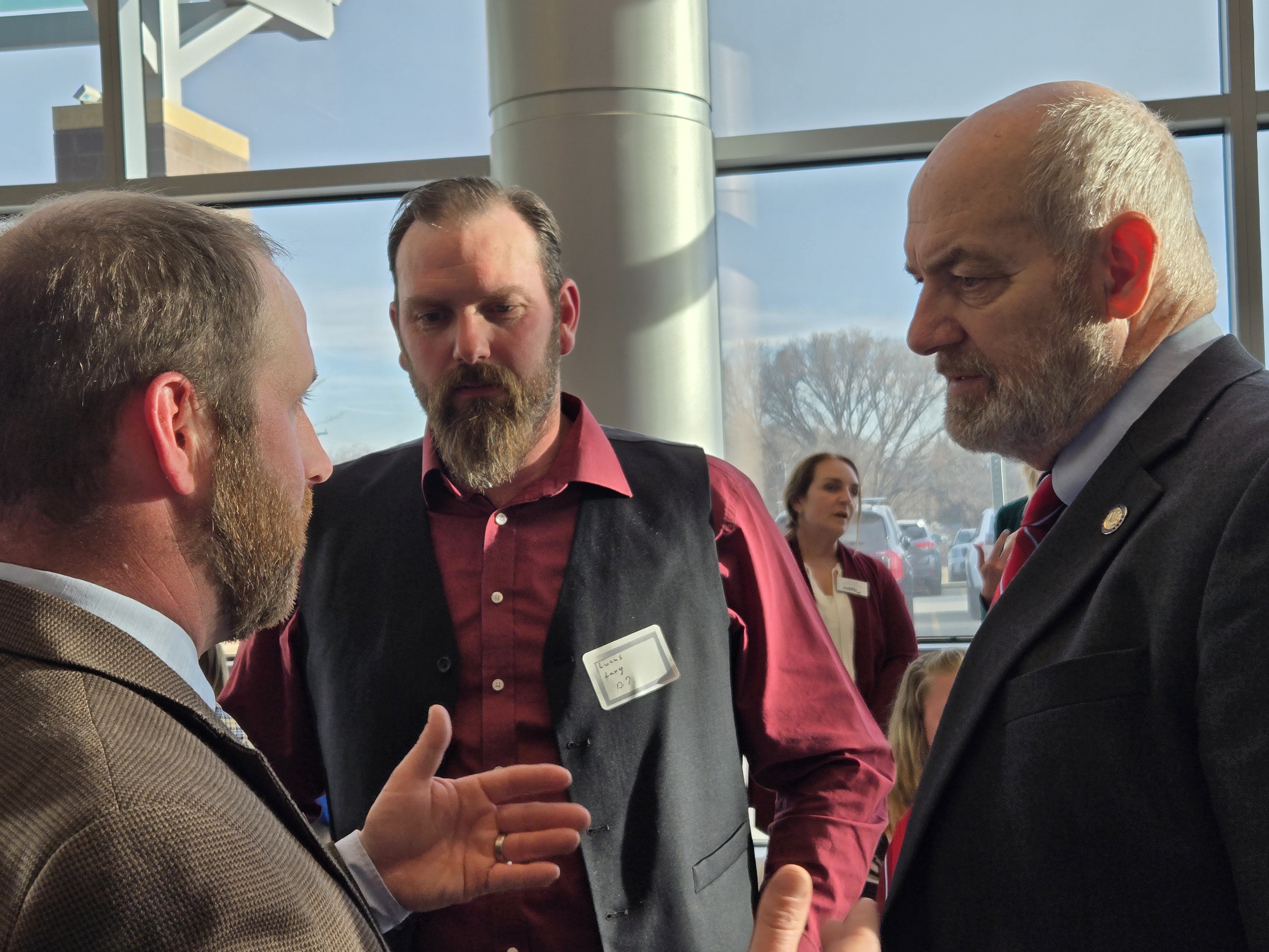 From left: Jason Topp, Lucas Lang and Sen. Larry Luick