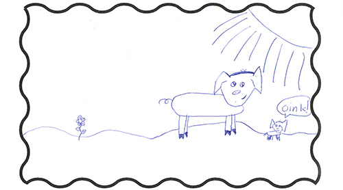 Kids draw pigs, Helena, age 8
