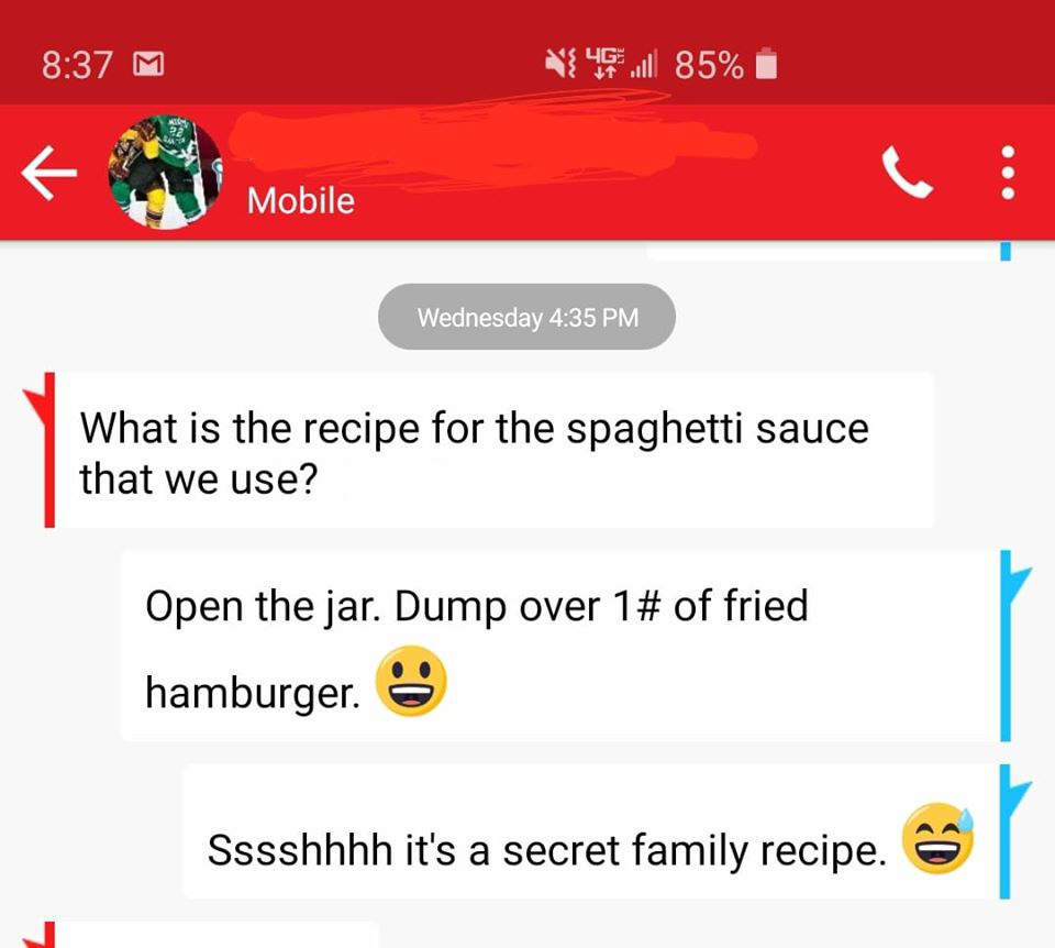 Mom's secret spaghetti sauce