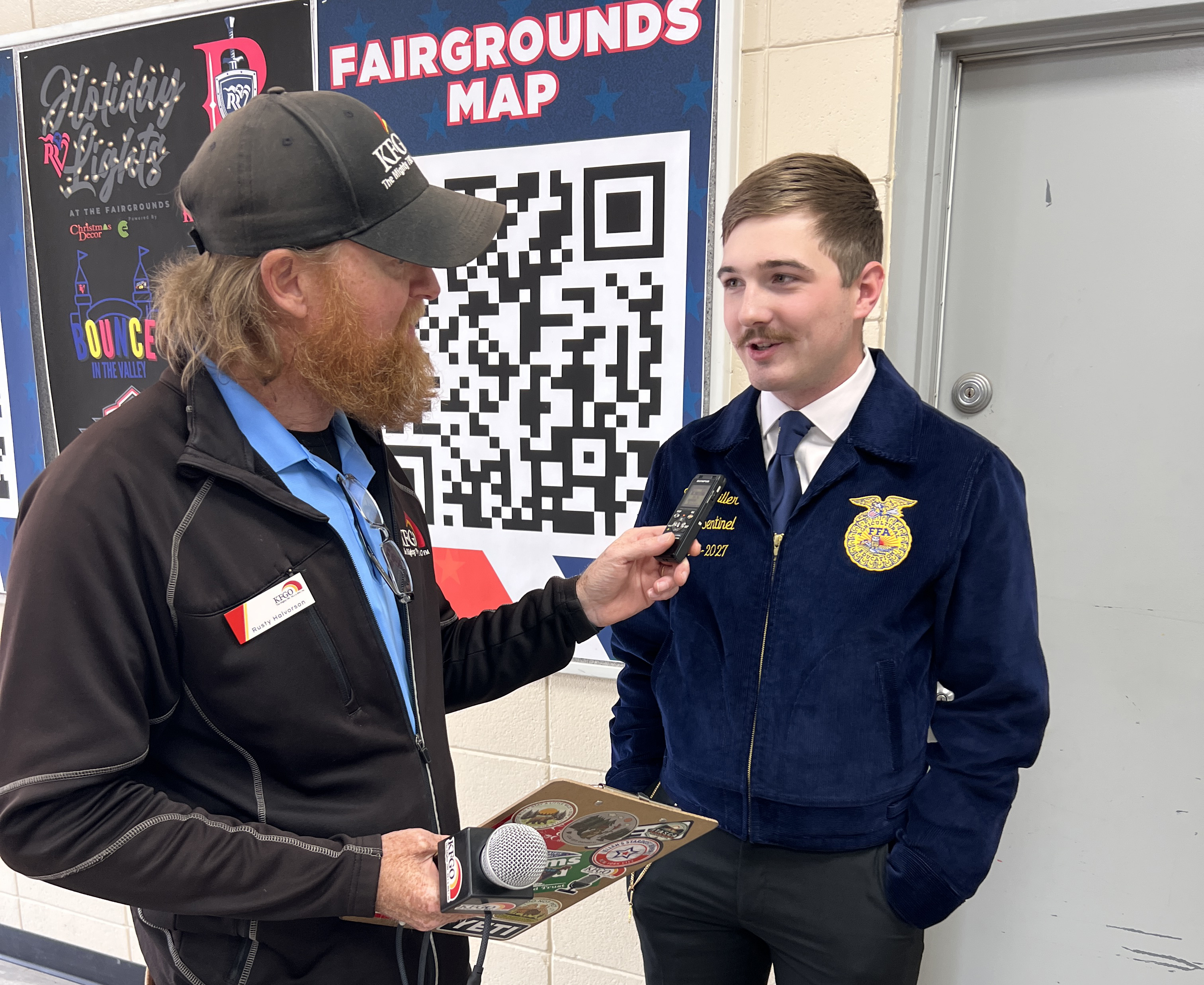 Rusty Halvorson of KFGO interviews FFAer Boedy Miller