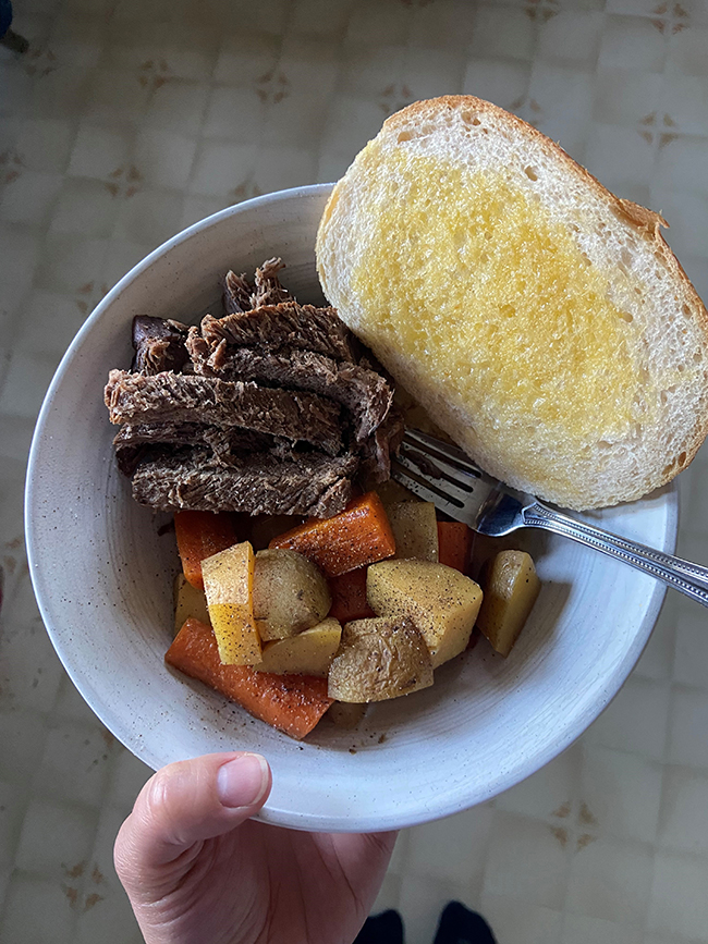 Yummy pot roast meal on a plate