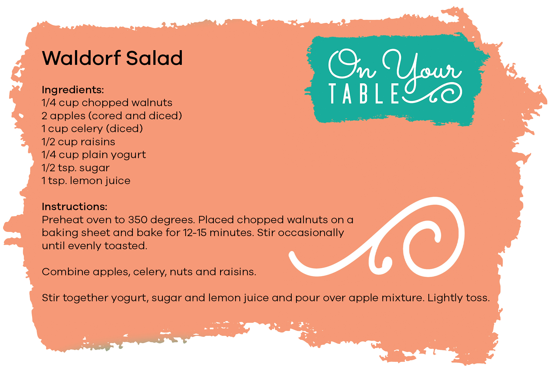 Waldorf Salad recipe card