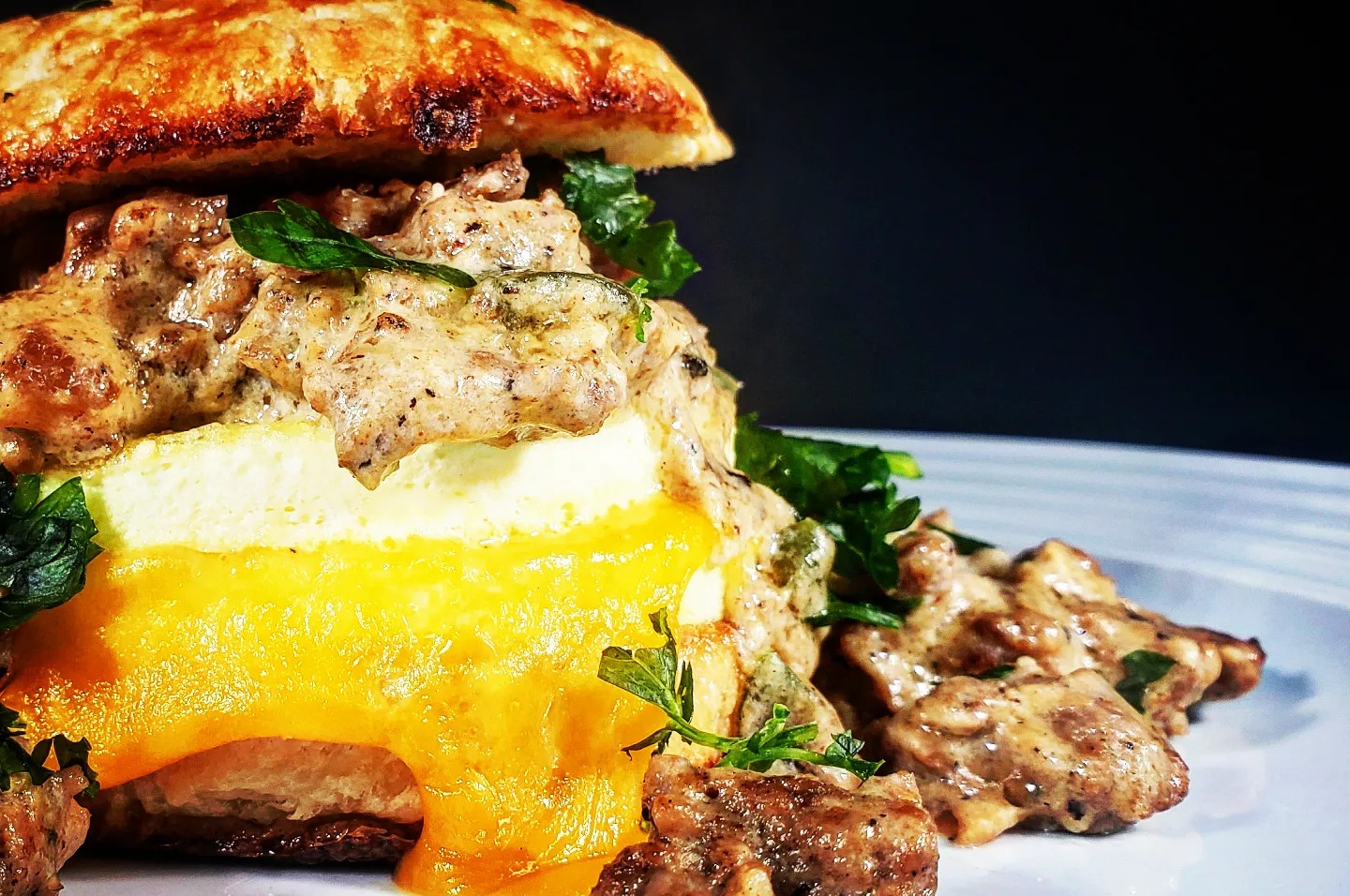 Maple sausage breakfast sandwich