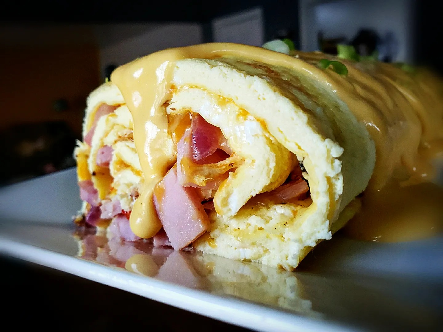 ham and cheese rolled omelette