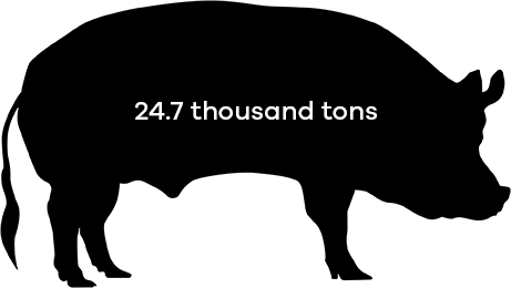 hogs ate 24.7 thousands tons of soybean meal in 2016
