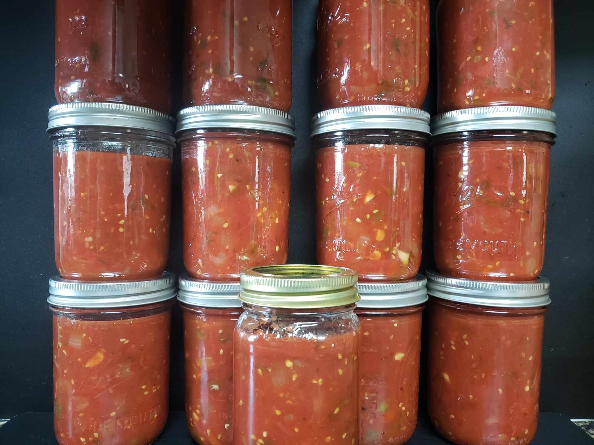 salsa in jars stacked
