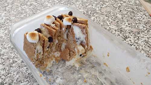 Remnants of our July 4th s'more icebox cake dessert!