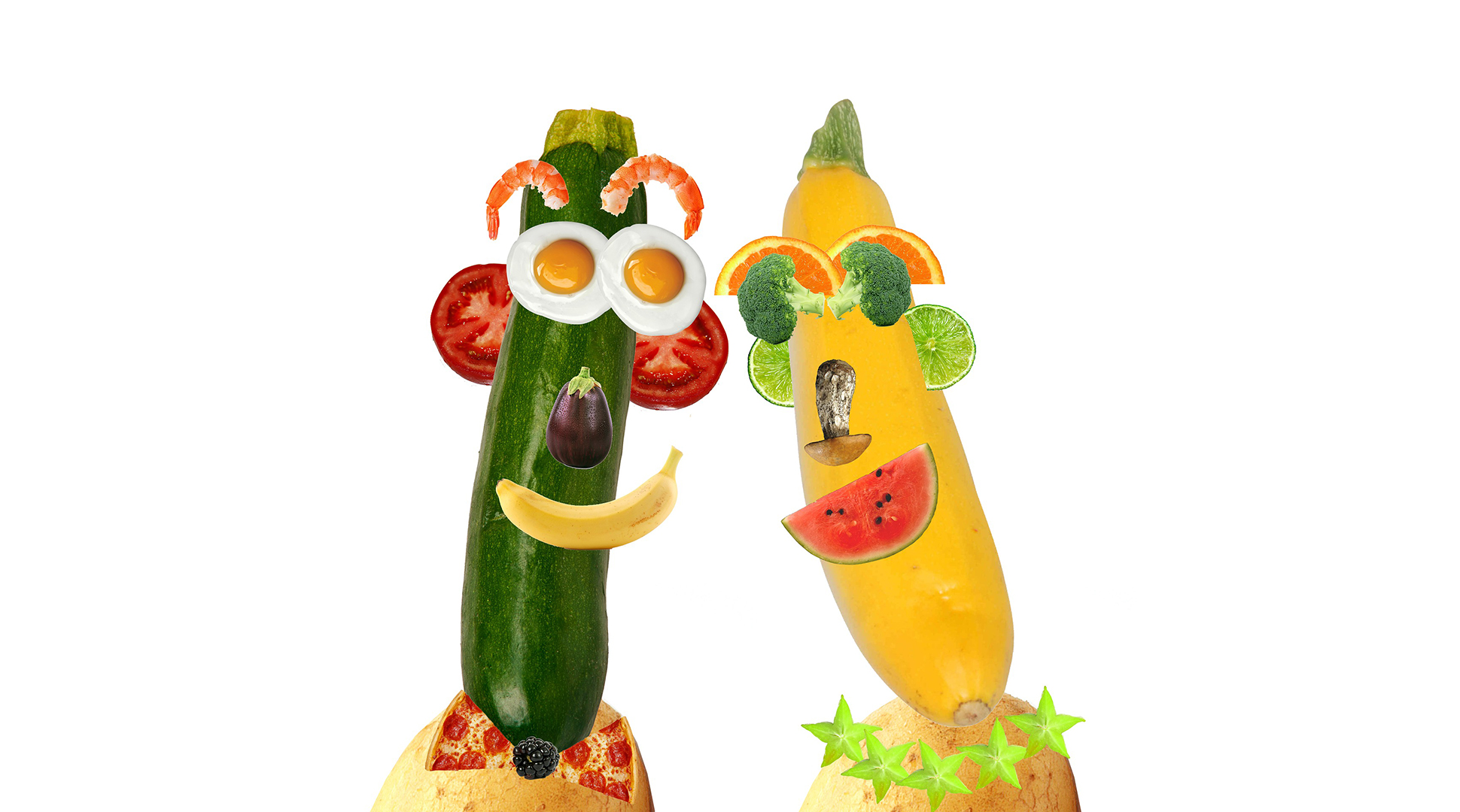 Фигуры фруктов и овощей